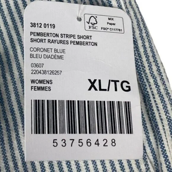 ROOTS WOMENS Coronet Blue Striped Pemberton Linen Blend Drawstring Shorts US XL - Picture 11 of 13